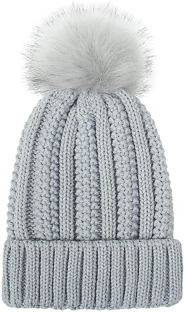Dame Strikket Lue Med Satinfôr Dusk Vinter Varm Hatt