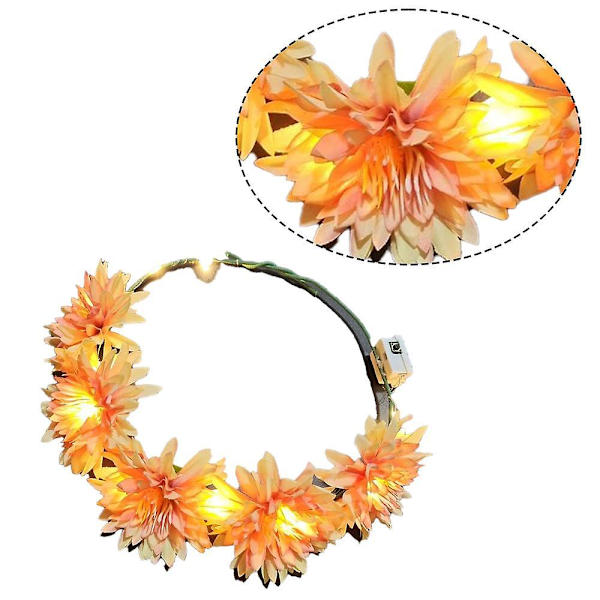 LED Blomsterkrone, Blomsterkrans Hodebånd Lysende LED Blomsterhodeplagg Blomsterhodebekledning shape8