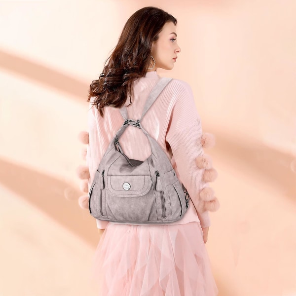 ANGEL KISS A-0118-5G PU-läder dragkedja axelväska för kvinnor justerbar crossbody väska Dark Grey