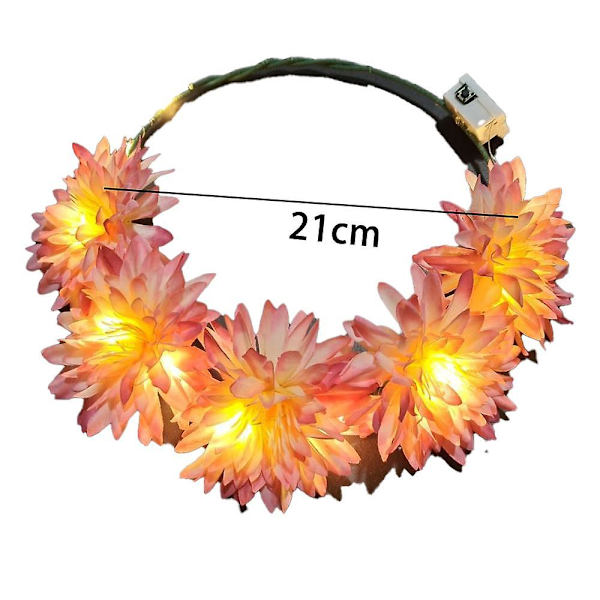 LED Blomsterkrone, Blomsterkrans Hodebånd Lysende LED Blomsterhodeplagg Blomsterhodebekledning shape3