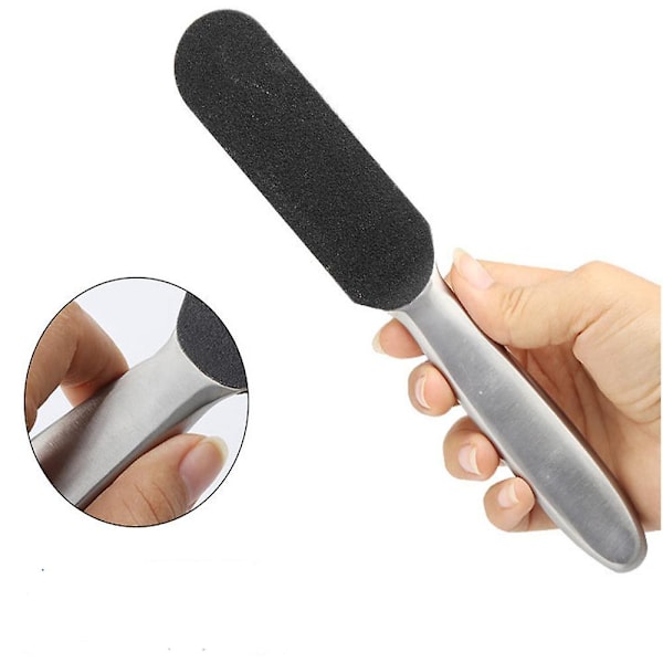 Professionel Pedicure Fodfil Callus Remover til Død Hud, Rustfrit Stål Fodskrubber med Ti Korn Gratis Refill Dobbeltsidede Udskiftningspuder