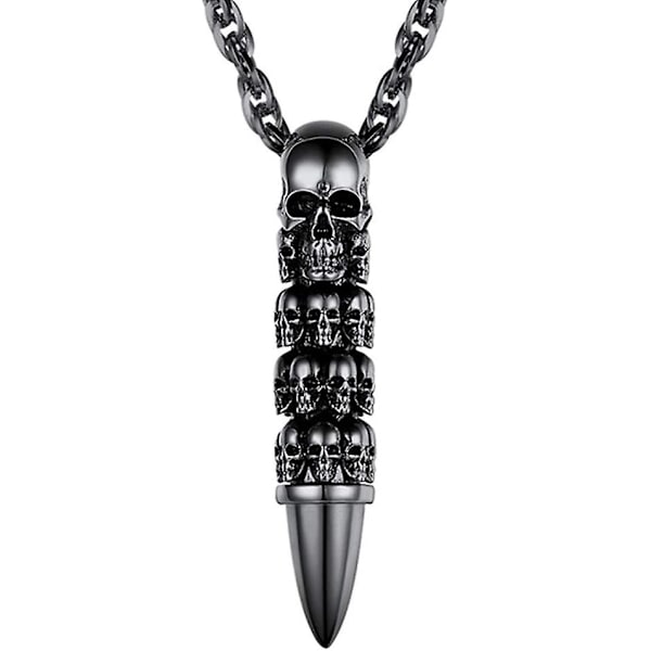 Punk Skull Skelet Vedhæng til Mænd med Acsergery Kæde (55+5cm), forgyldt, 316l Rustfrit Stål Gave
