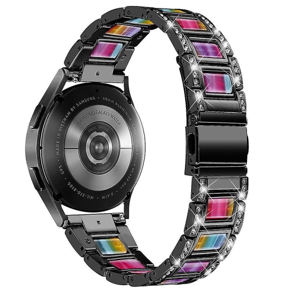Urrem i rustfrit stål og resin til Huawei Watch GT 2 42mm/Watch 2/Honor MagicWatch 2 42mm Black Colorful