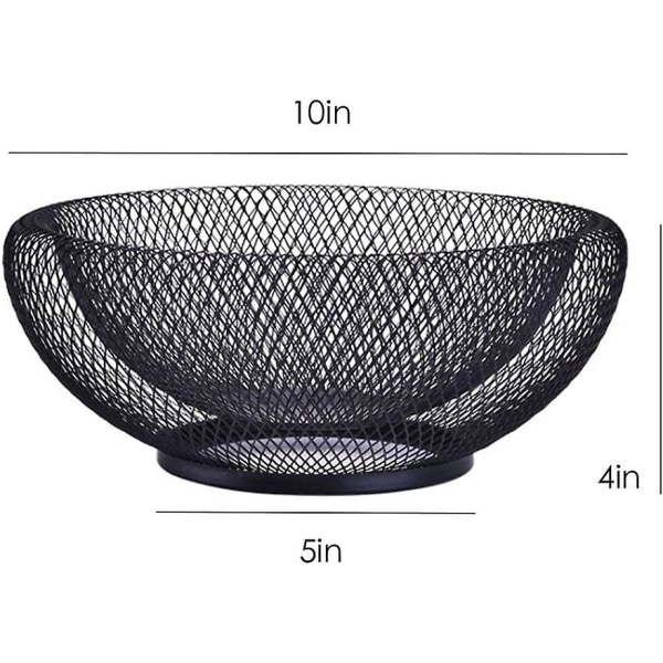 Dekorativ fruktskål i metallnät, 10 tum (svart)