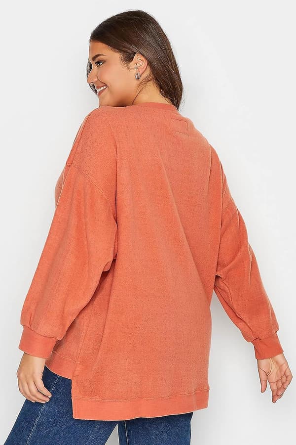 Mokkabrun Fleece Sweatshirt til Kvinder Plus Size Curve