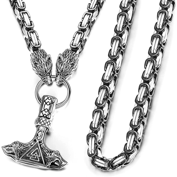 Halsband i rostfritt stål Viking For Acsergery Men Mjolnir Pendant Halsband för Acsergery Men Present
