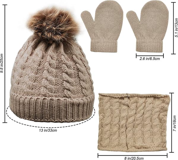 Barn Vinter Varma Mössa Halsduk Set Termisk Stickad Virkad Tjock Fluffig Småbarn Present