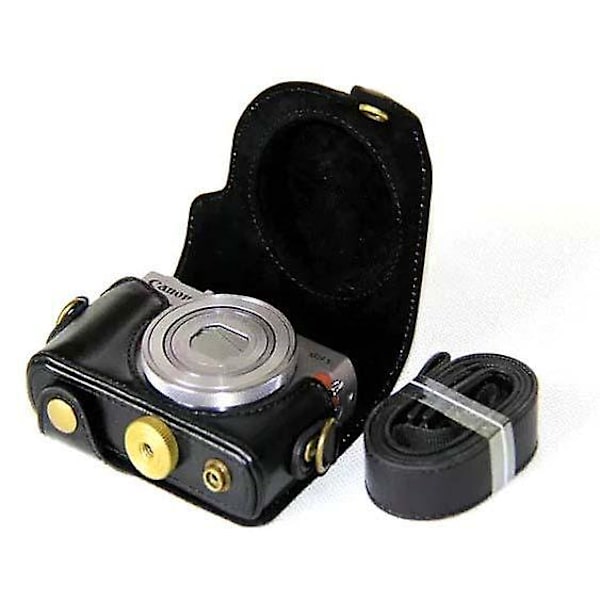 PU Læder Kamera Beskyttelsesetui + Rem til Canon PowerShot G9 X/S110/S120 Digitale Kameraer Black