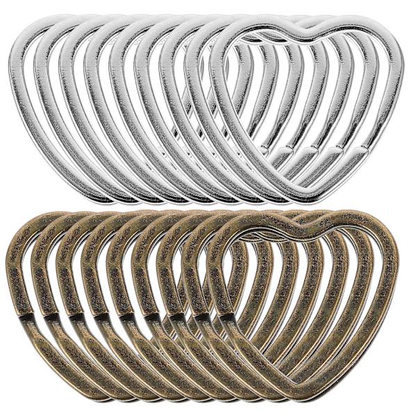 40 stk. Metall Hjerteformede Delte Nøkkelringer Håndverk DIY Ringer Nøkkelring Metall Nøkkelringer