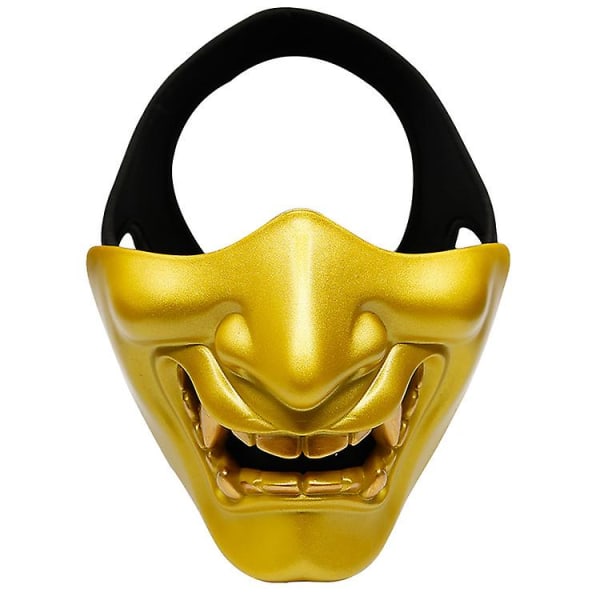 Dans Cos Djävul Skräck Grimas Man Halvt ansikte Taktisk Mask Film rekvisita Halloween Tillbehör Gold
