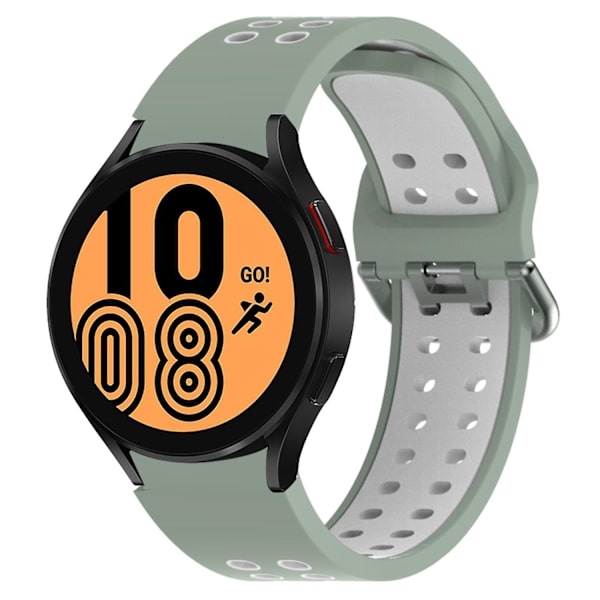 20mm silikoninen ranneke Samsung Galaxy Watch 5 40mm/44mm/5 Pro 45mm -kelloon kaksoisreikäsoljella Light Green    White