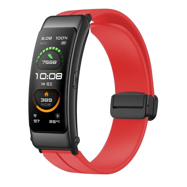 Til Keep B4/Huawei Watch Fit Mini 16mm Silikone Rem Udskiftning Urrem, Sort Foldespænde Red