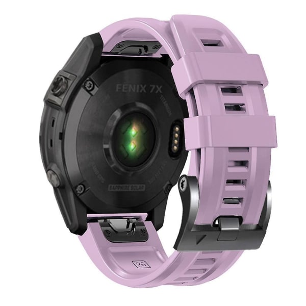 Silikonarmband för Garmin Tactix 7 Pro/Fenix 7X/Fenix 6X Pro, 26 mm, med svart spänne Light Purple