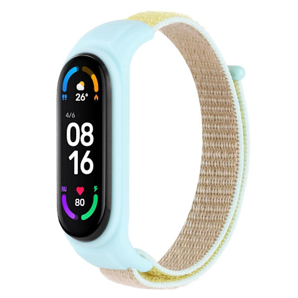 Säädettävä Nylon Sportti Ranneke Xiaomi Mi Band 3/ Band 4/Band 5/Band 6/Band 7 -älykelloille Silikonikotelolla Bright Sunlight