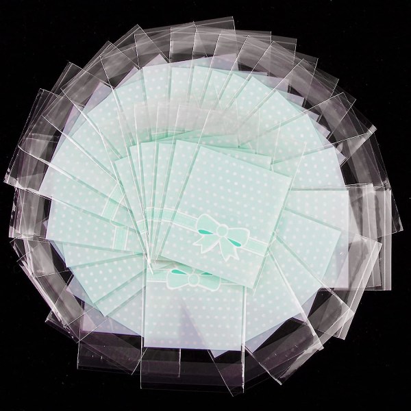 200 Stykker Selvklebende Poser Plastposer Flate Poser Blå Gaveposer