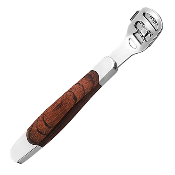 Fotrasp & Kallushøvel med Trehåndtak, Pedikyr Fotfilsett, Hælskrape for Føtter Foot planer (wood color)