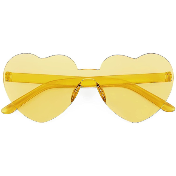 2 Pak Rimløse Hjerteformede Solbriller Kvinder Ét Stykke Transparent Trendy Kærlighed style14