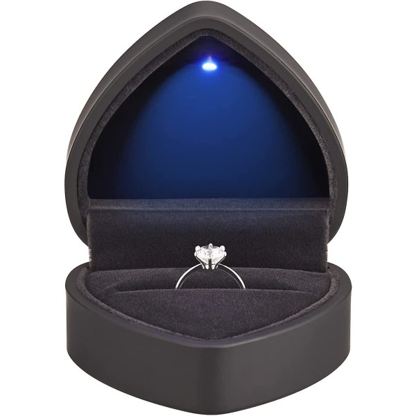 Hjärtformad ring presentask med led-ljus, sammetsörhängen Case med ljus, smyckeskåp för bröllop, förlovning, förslag