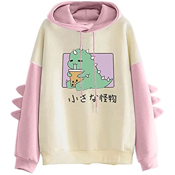 Vvia Kvinnor Tonåringar Flickor Kawaii Dino Hoodie  Pullover Med Huva  Dinosaurie Huvtröja  Långärmad  Toppar  Topp Utan Fickor T-green L