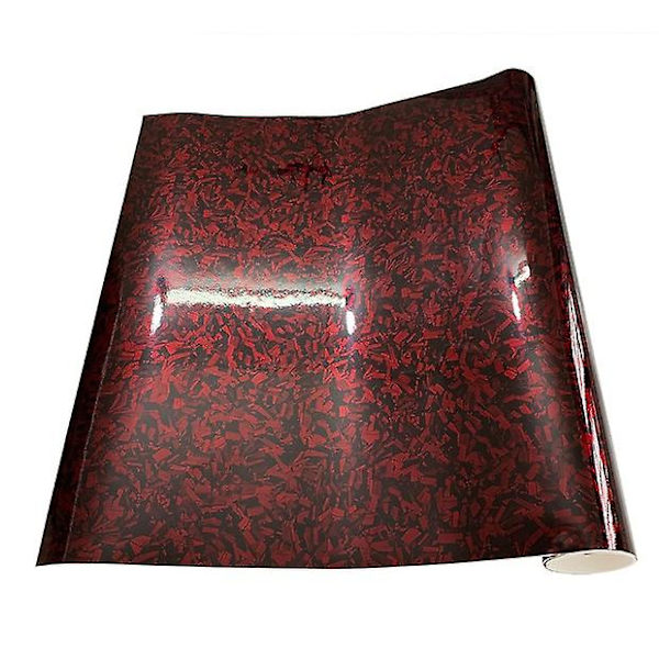 Ny glansig röd smidd kolfiber luftbubblor fri vinyl wrap film för bil, auto, fordon, (röd-silver, 30cm X 100cm)