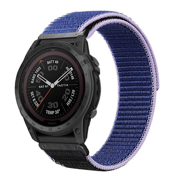 För Garmin Tactix 7 Pro/Fenix 7X/Fenix 6X Pro 26mm Nylon klockarmband Justerbart handledsband Blue Black