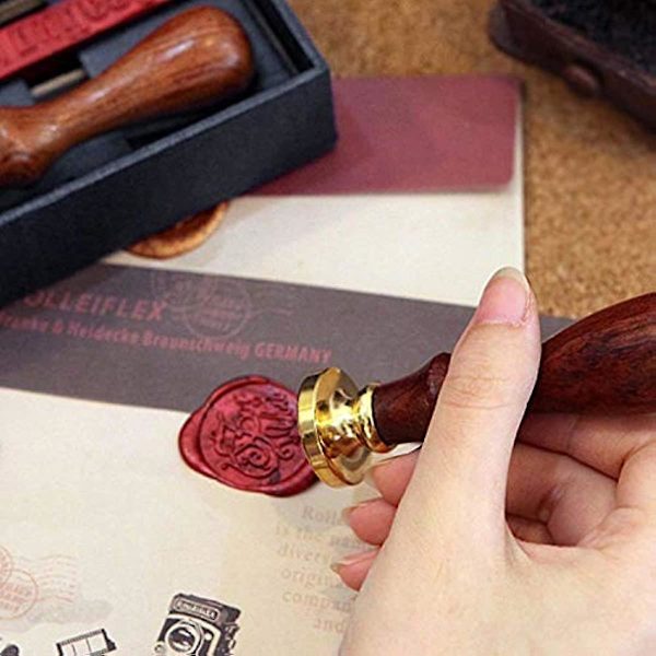 Febbya Seglvoks Stempel med Trehåndtak for Konvolutter Post Brev Invitasjonskort Vinpakke (hjerte)