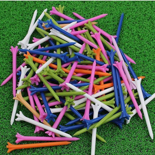 70mm Multicolor Hållbara Plast Anpassningsbara Golf Tees 100 Pack