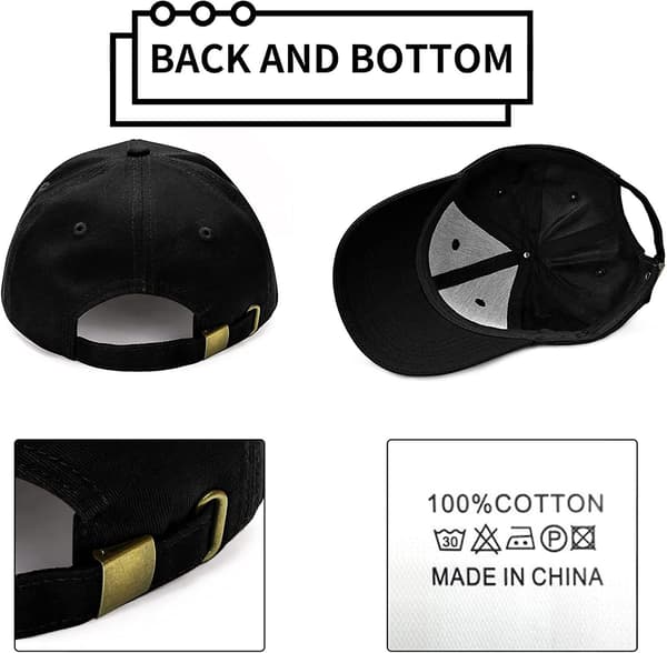 Baseballkeps Casual Unisex 6 Panel Justerbar Bomull Vanlig Sport Solhatt Black