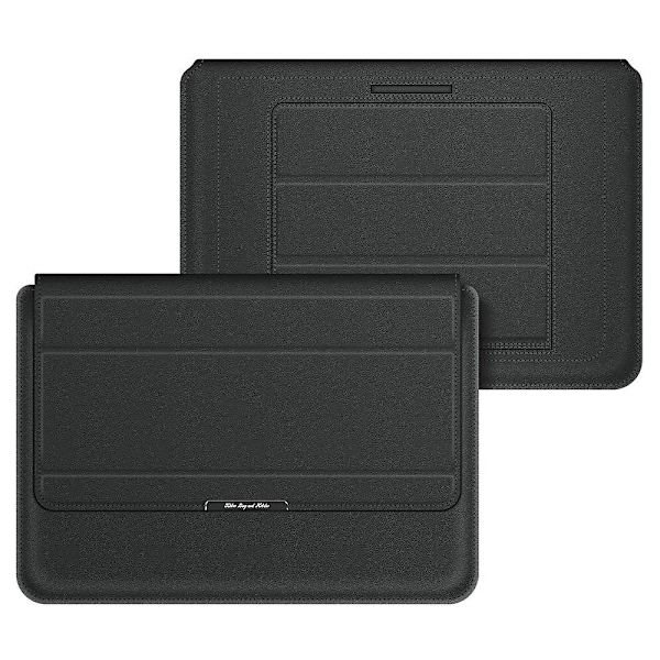 Opbevaringstaske til 11/12 tommer Notebook, PU Læder Foldbart Stativ Magnetisk Klap Laptop Sleeve Black