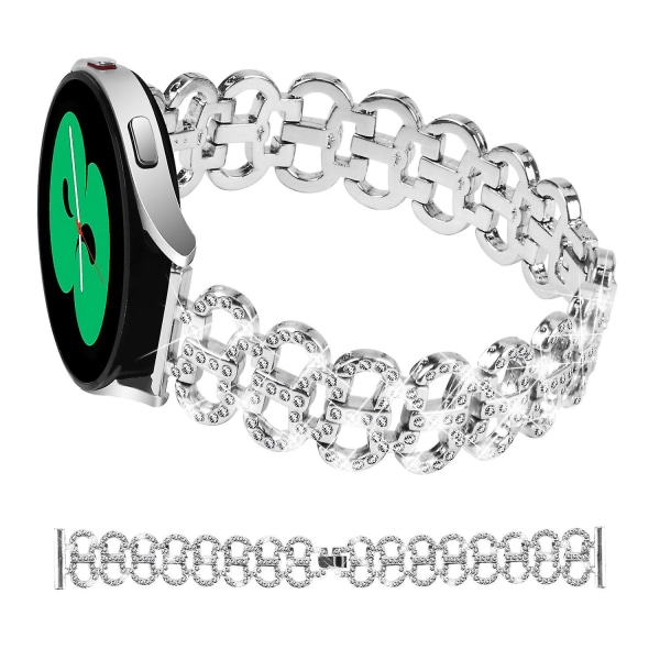 20mm metall watch för Samsung Galaxy Watch6 40/44mm / Watch6 Classic 43mm/47mm med Rhinestone Silver
