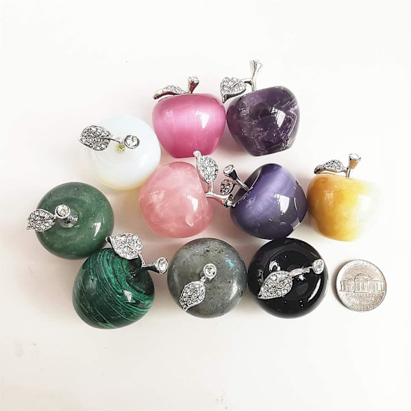 1 st rosa kattöga sten äpple kristaller och helande stenar figurer samlarobjekt, 1,18 tum rumsdekor juldekorationer kontorsgåvor