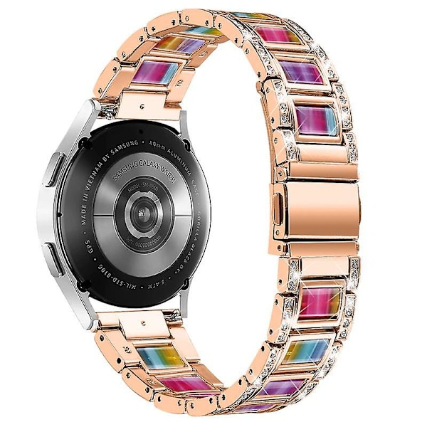 Ruostumattomasta teräksestä valmistettu hartsi kellon ranneke Huawei Watch GT 2 42mm/Watch 2/Honor MagicWatch 2 42mm -kelloille Rose Gold  Colorful