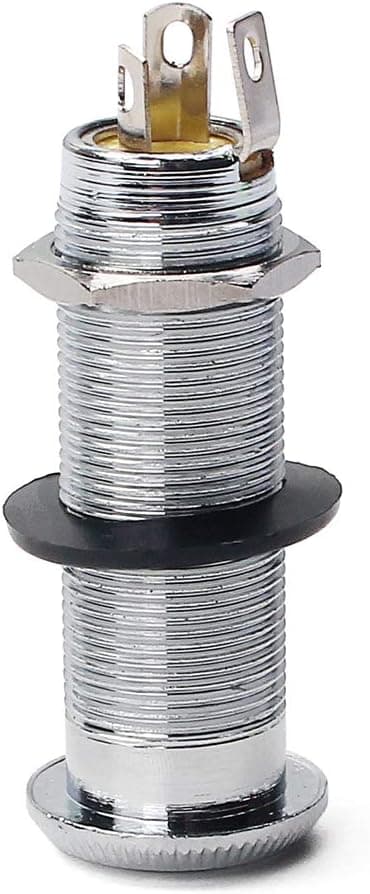 Cylinder Clip End Pin Mono Panel Output Jack Stik til Elektrisk Guitar Bas 6.35MM, Krom