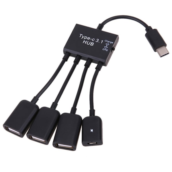 Type-C HUB-adapter Type-C en till fyra OTG-hub USB-C USB 2.0 en punkt fyra HUB med strömförsörjning en punkt tre x