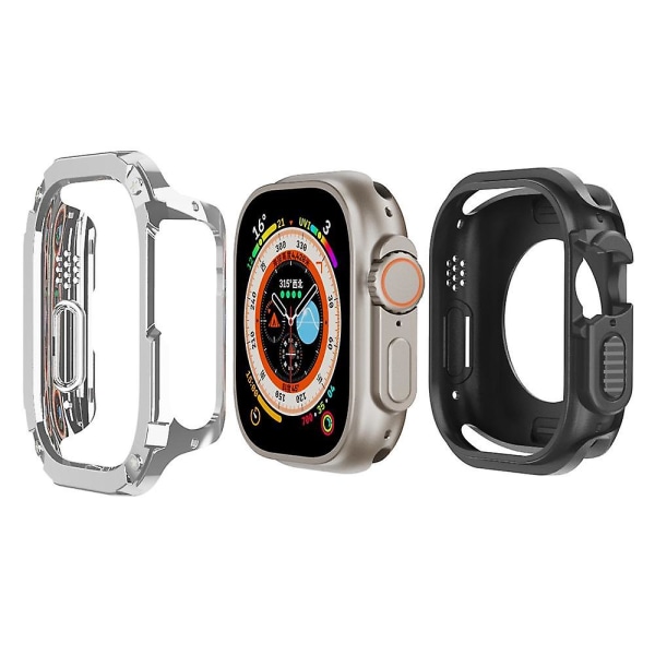 Klockfodral för Apple Watch Series 8 7 41mm/Series 6 5 4 SE (2022) SE 40mm TPU+PC Stöttålig Ram Silvergrey