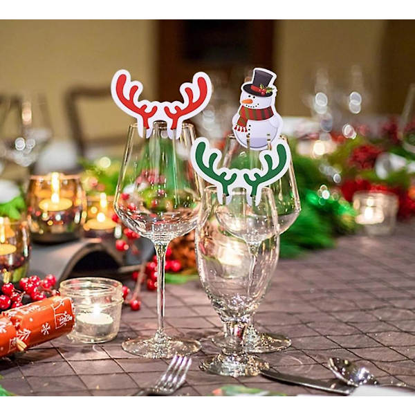 Jul Vinglas Kort Dekorationer För Bord  Jul Glas Dekorationer 10st 50st 100st Christmas tree 100pcs