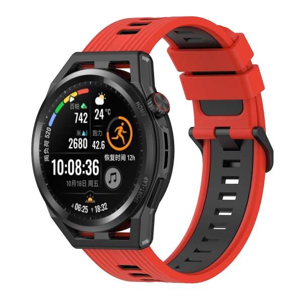 Silikonarmband för Huawei Watch GT/GT 3 46mm /Watch 4/ Galaxy Watch 46mm/Garmin Forerunner 265 Red Black