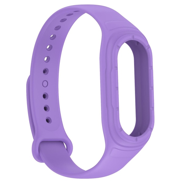 Xiaomi Smart Band 8 -rannekkeen korvaava silikoninen kellon ranneke, jossa integroitu ranneke ja suojakotelo Purple