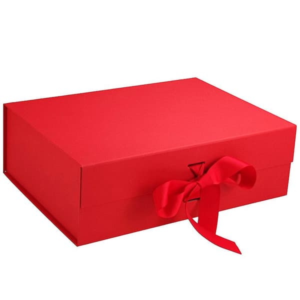 Presentask med lock 18 x 18 x 7,5 cm, liten presentask för födelsedag, bröllop, festpresentaskar Red