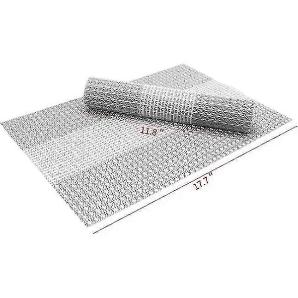 Sett med 6 vaskbare spisebrikker i PVC-plast (glittergrå)