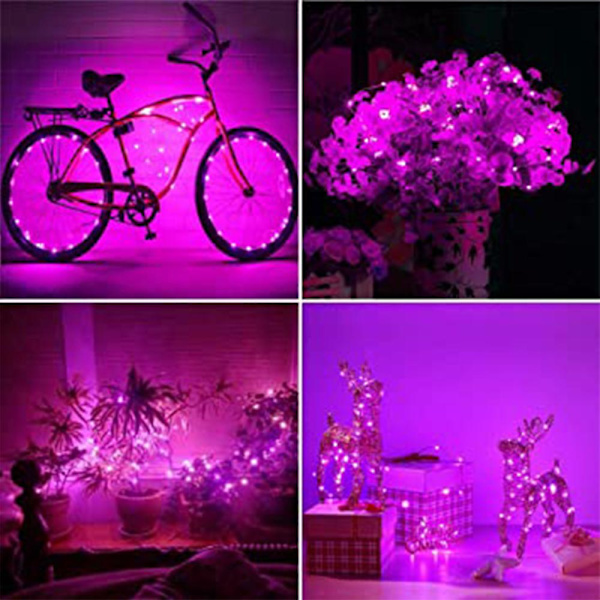 20 meter 200 LED Lyslenke, batteridrevet med fjernkontroll for soverom, hage, gård Purple
