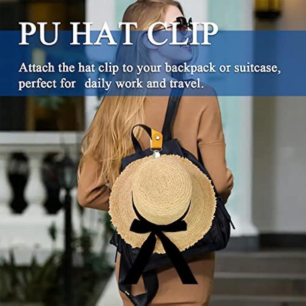 3 st hattklämma för resor, hattklämma för resor på väska, Pu-läderhattklämma, multifunktionell hattklämma Black-Light Blue-Brown
