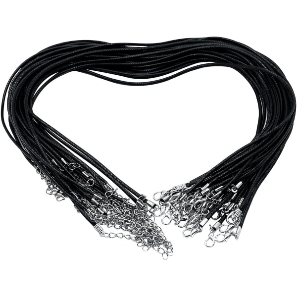 Halsbandssnöre, svart läderhalsband vaxad sladd med Acsergery Hummerspänne för smyckenstillverkning Present
