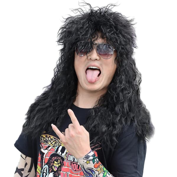 Lang Krøllet Herre Mode Smart Rocker Stil Paryk