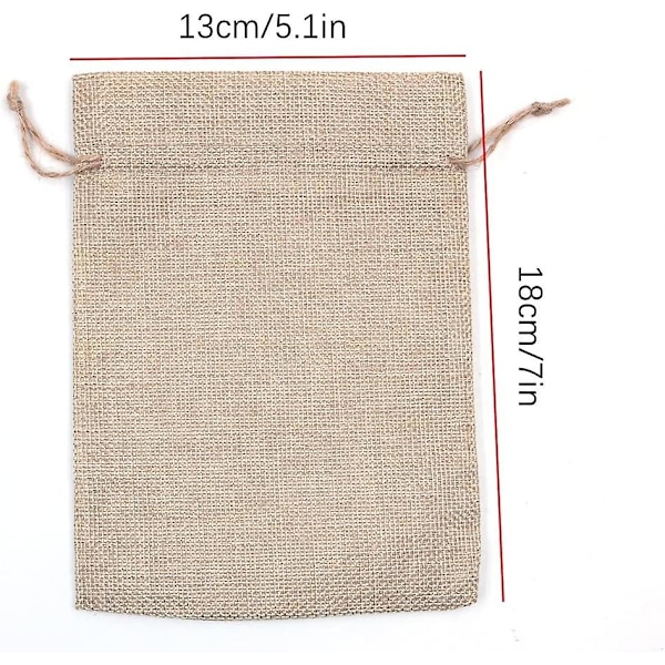 10-pack naturliga juteväskor 13 x 18 cm för presentpåsar, smyckespåsar, födelsedagspresenter och gör-det-själv-projekt bruna