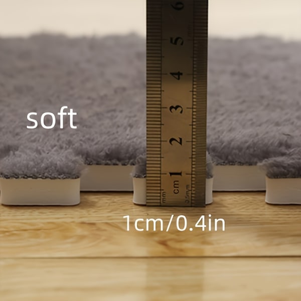 12 st Plush Pusselskumgolvmatta, Kvadratiska Sammanlåsande Mattor, Fluffig Area Matta, Skyddande Halksäkra Komfortdynor Skumgolvmattor