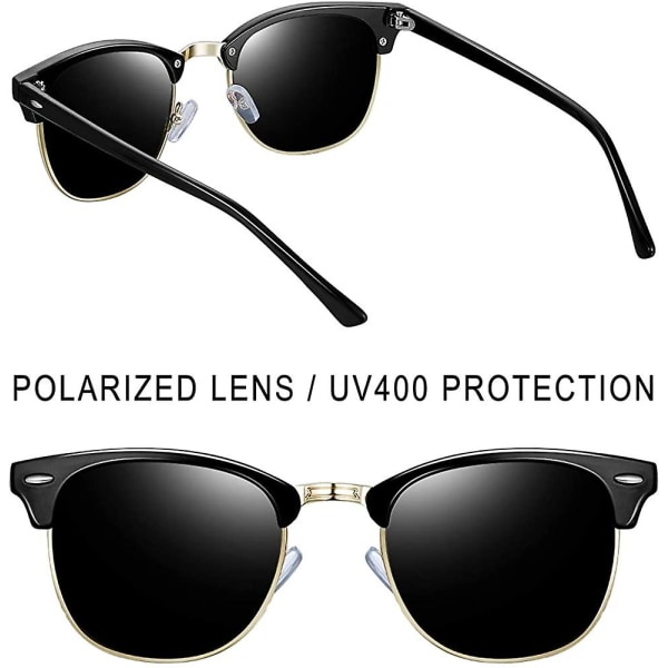 Semi-rimless polariserede solbriller til mænd - UV400 beskyttelse retro halv ramme