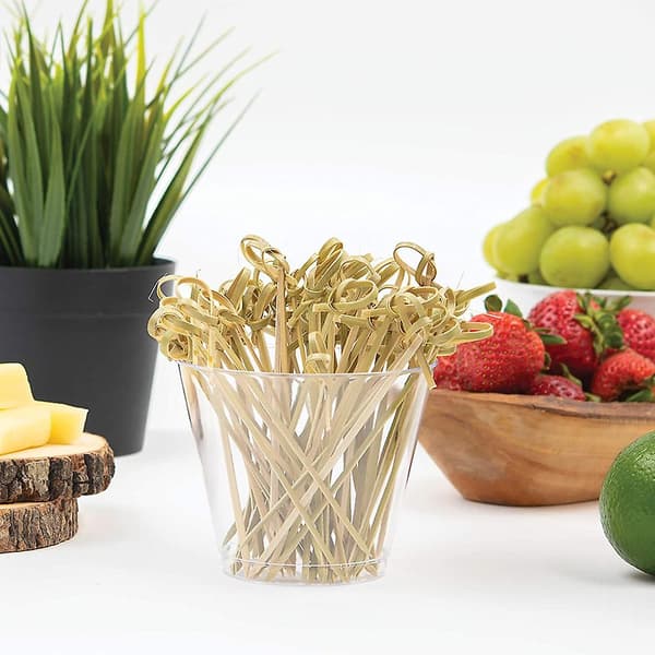 Spett Eco Friendly Picks Fancy För Drycker Med Loopade Knutspett För Fest Och Snacks 100% Bambu