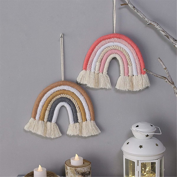Boho Macrame Regnbue Vægtæppe Dekoration, Bohomiansk Håndlavet Vægtæppe Vægophæng Børnefødselsdagsdekoration, Festtilbehør, Vægdekoration C
