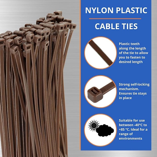 Små Lilla Kabelbinder, 100mm X 2.5mm, Bulkpakke Med 1000, 4\" Premium Nylon Brown 200mmx2.5mm
